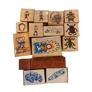 Mixed Lot Rubber Stamps Kids Sports Bugs & Cars Designs DIY Crafts!